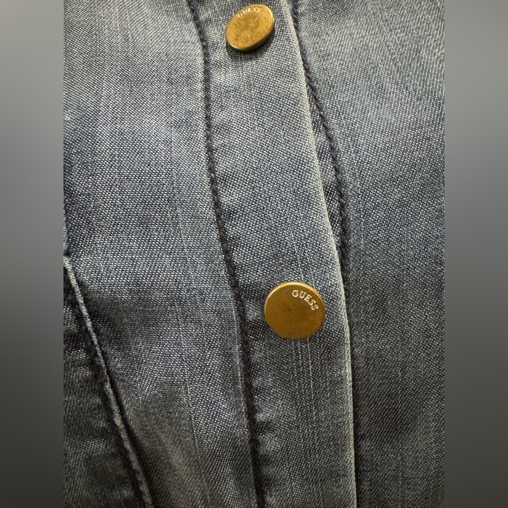 Guess Snap Buttons, 100% Tencel, Long Sleeve, Blue Denim-like Shirt- size S - Picture 11 of 16